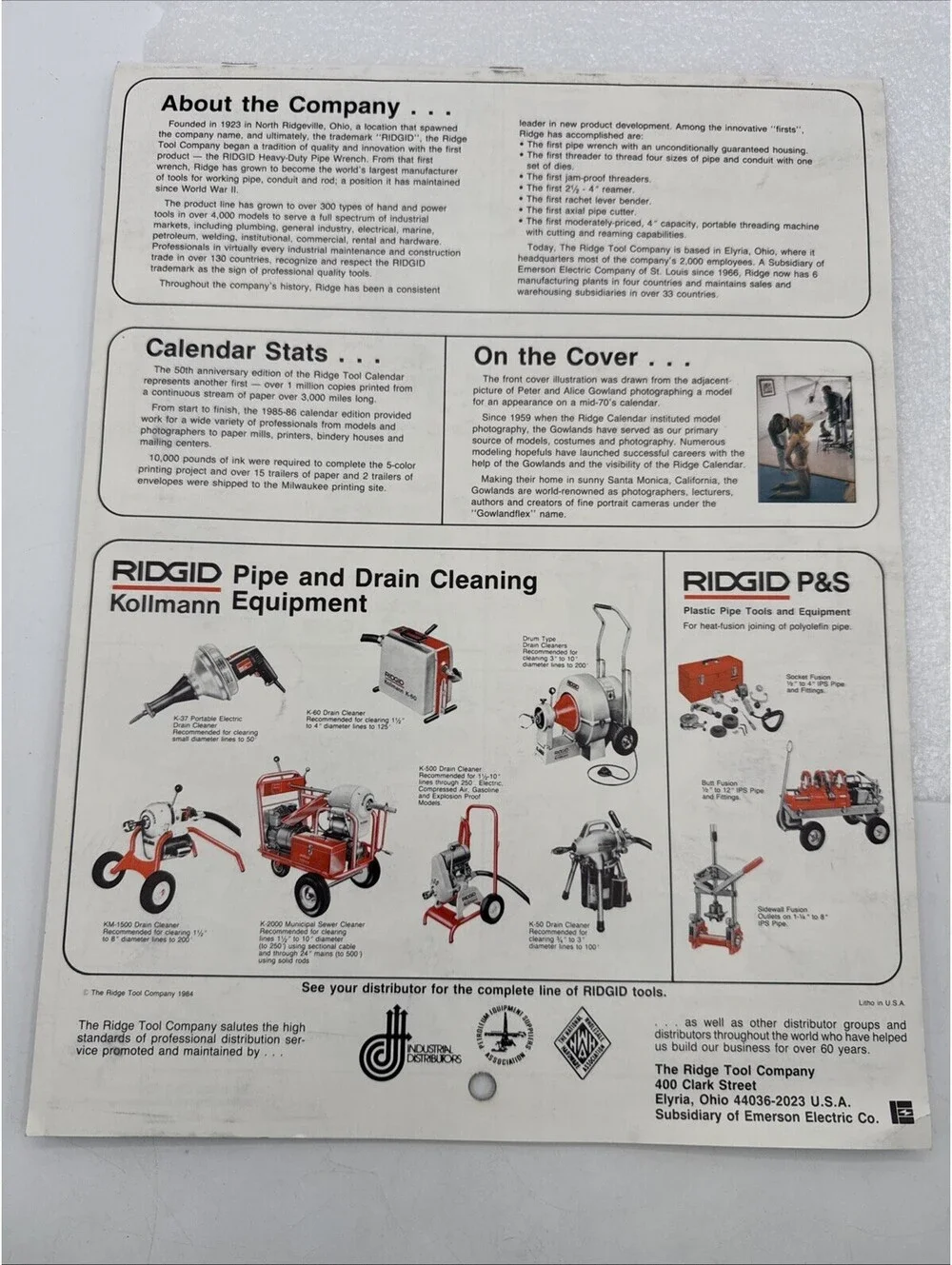 Vintage 1983-1984/1985-1986 Rigid Tools Pin-up Shop Calendars Nice Condition!